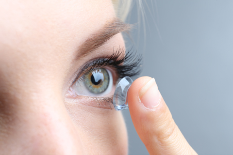 Women using a contact lens
